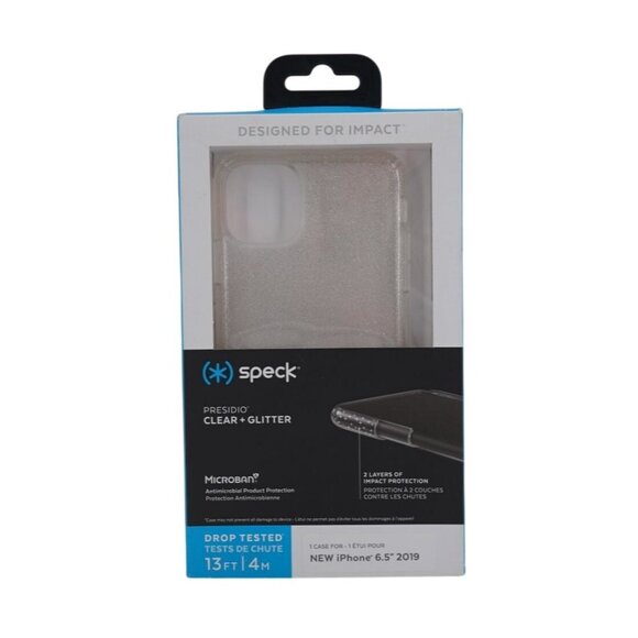 Speck Presidio Clear + Glitter Case for iPhone 6.5" (2019) – Clear with Glitters - Picture 1 of 5